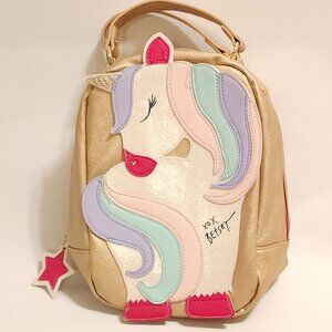 WHIMSICAL Betsey Johnson Gold Unicorn insulated lunch bag/ Crossbody